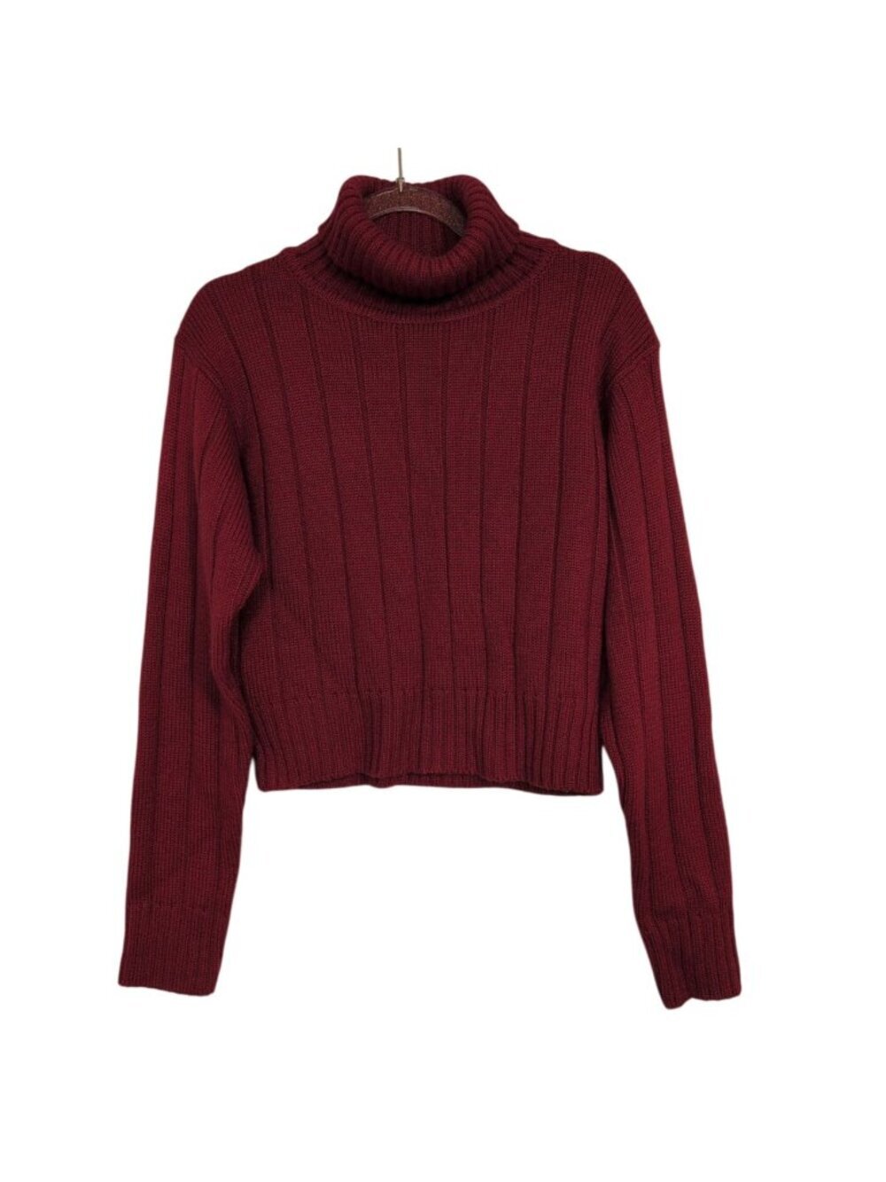 Vintage Obermeyer Ribbed Crop Turtleneck Womens Size Small Wool Blend Grunge